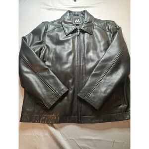 Mens XL GIII Apparel Black Leather Jacket Full Zip Lined Classic Style